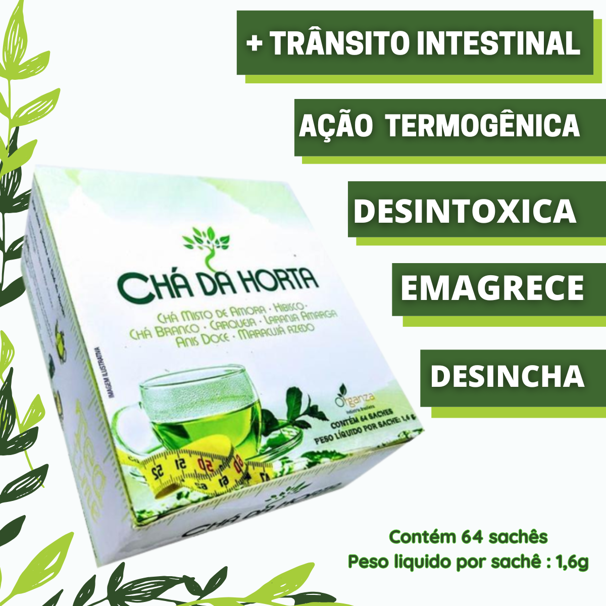 Chá Da Horta Sachê Organza Alimentos 64 Sachês 24587ORV1