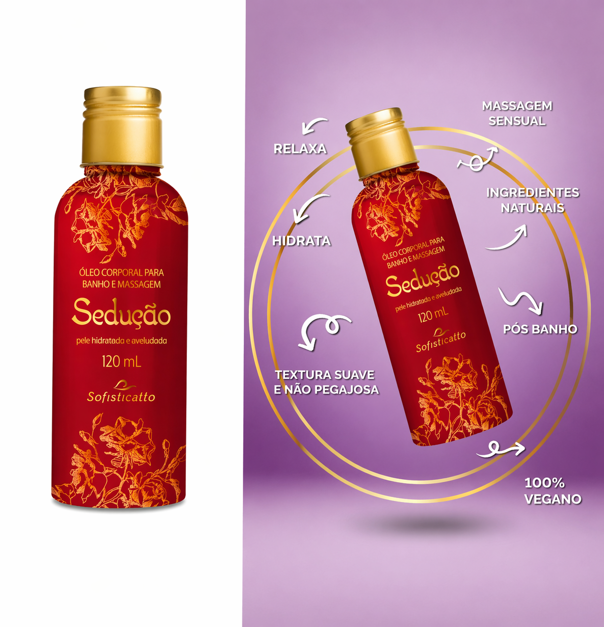 Oleo Corporal Para Banho e Massagem Sedução Sofisticatto 120ML