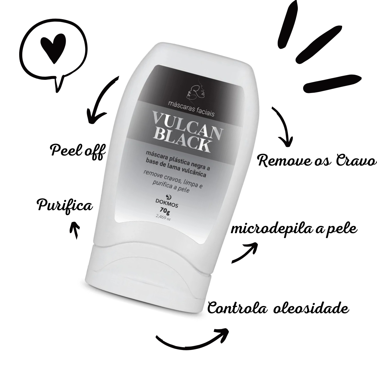 Mascara Removedora de Cravos Vulcan Black 70g Dokmos